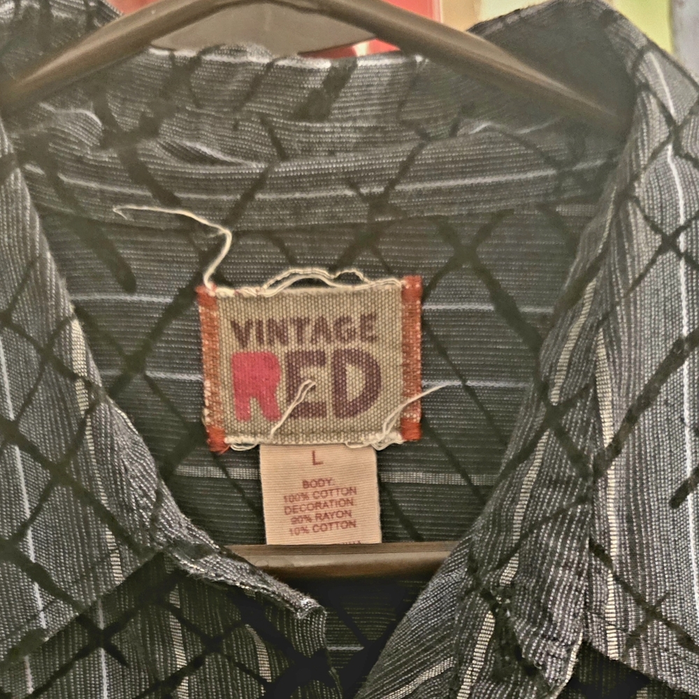 Vintage Black and Gray Checkered Dress Shirt - Picture 2 of 6